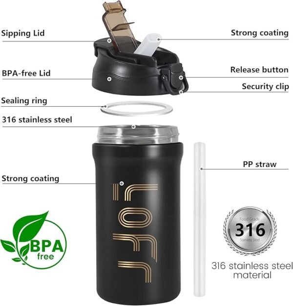 Mug Térmico de 620 ml con Tapa Inteligente - Negro
