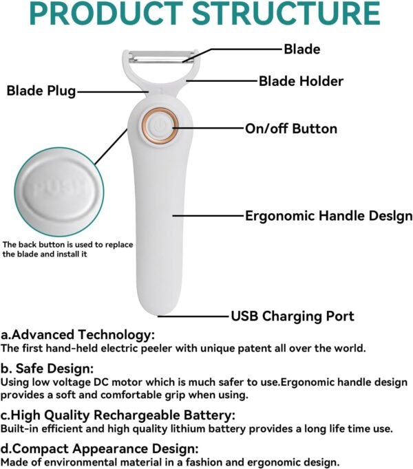 Pelador Eléctrico 3 en 1 Recargable