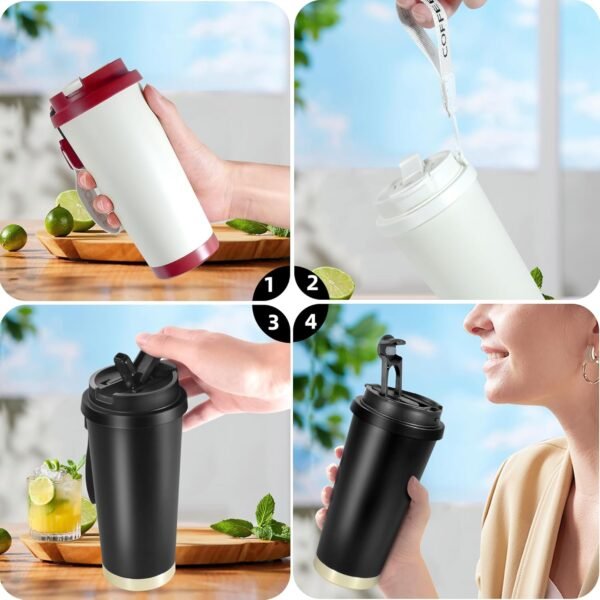 Vasos Térmicos Duales con Tapa Multiusos y Pitillo
