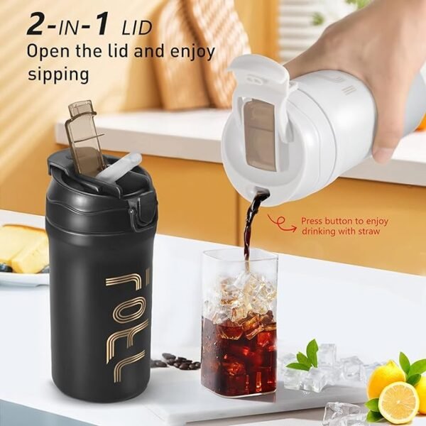 Mug Térmico de 620 ml con Tapa Inteligente - Negro