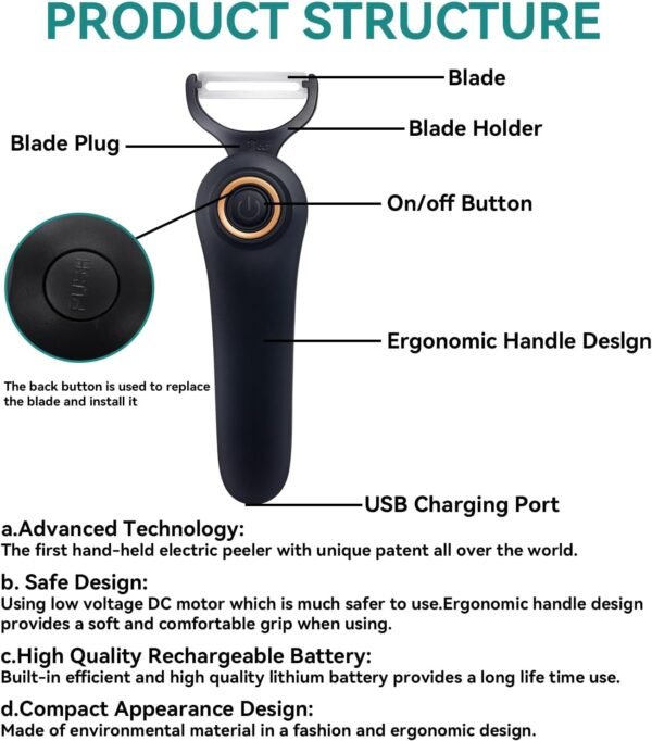 Pelador Eléctrico 3 en 1 Recargable