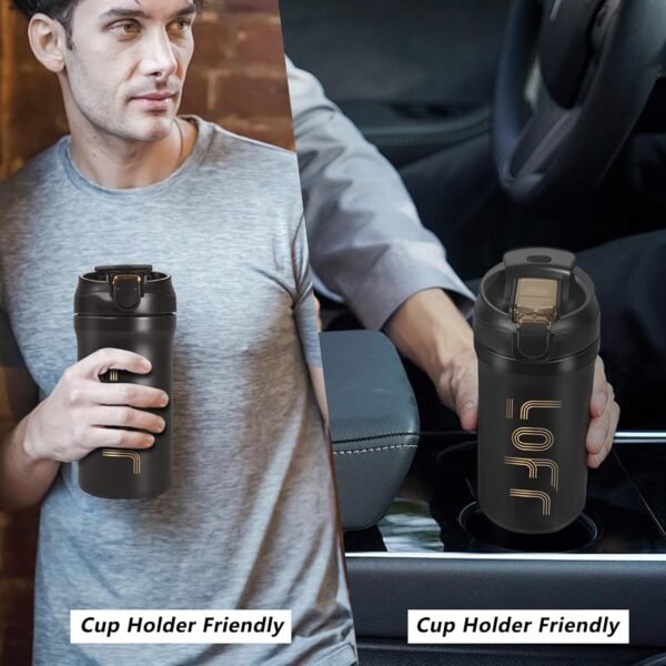 Mug Térmico de 620 ml con Tapa Inteligente - Negro